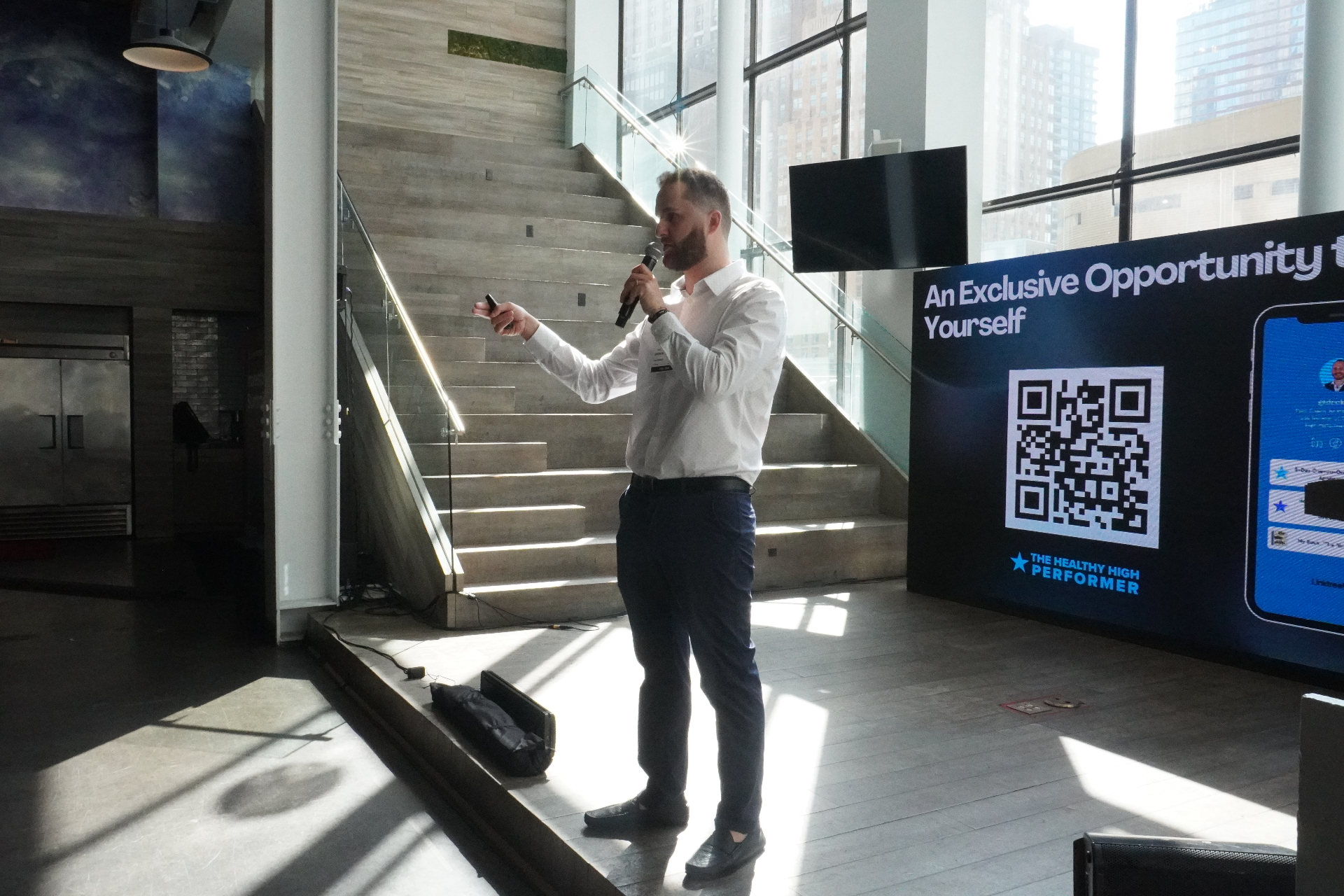 StrtupBoost host on stage