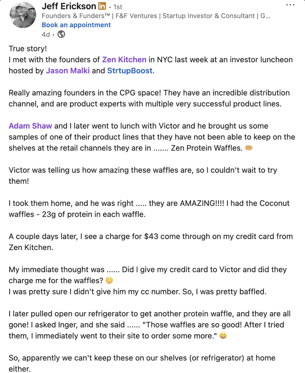 Jeff Erickson LinkedIn testimonial